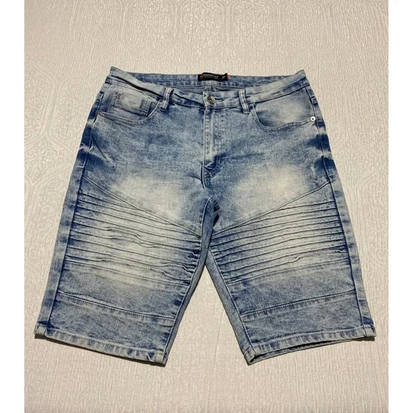 Southpole Denim Shorts Moto‎ Style Acid Wash Slim Fit Mens Size 32 Distressed