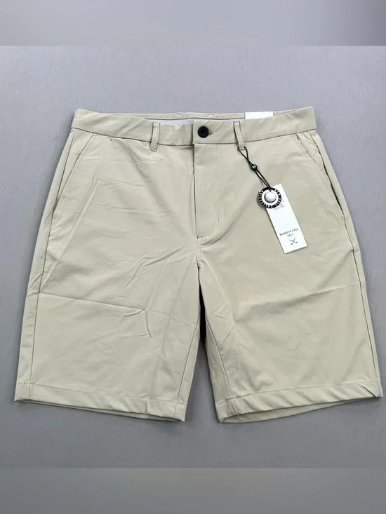 KENNETH COLE MENS KHAKI 9” TECH GOLF SHORTS