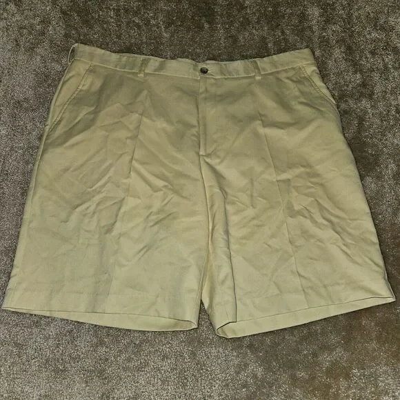 Lot Of 2 Izod Chino Shorts Men’s Size 42 Yellow Beige Flat Front Stretch Pockets