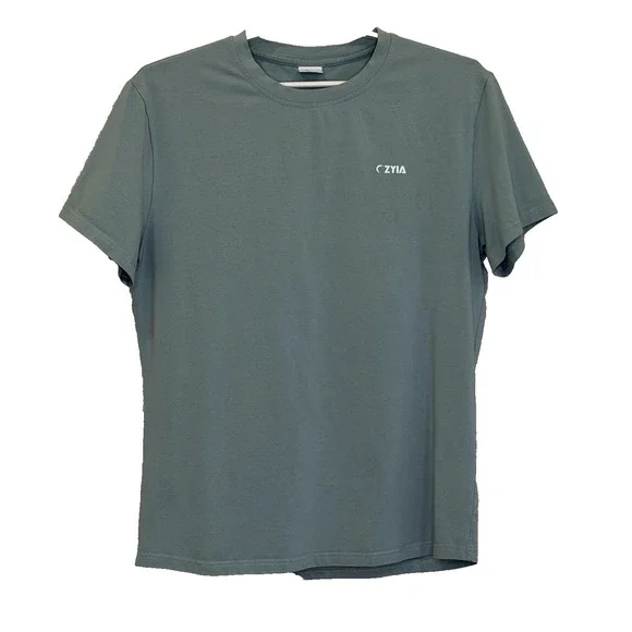 Zyia Active Athletic T-Shirt Mens Sz Medium Green Short Sleeve Crew Neck Stretch