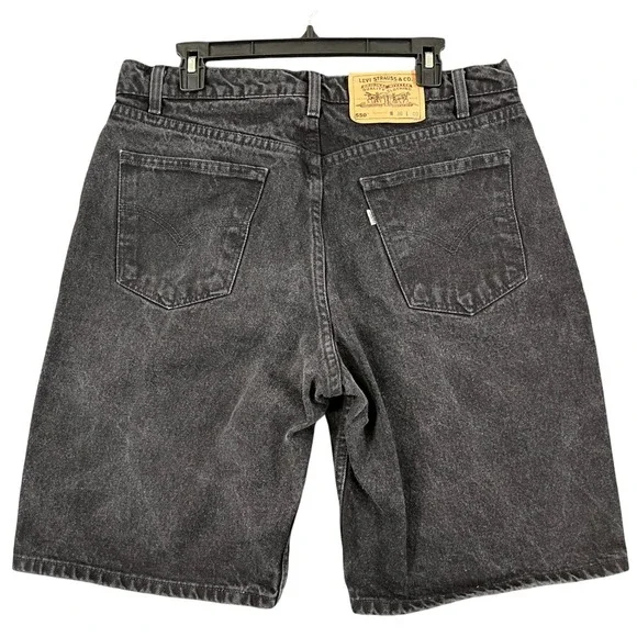 Vintage 90s Levis 550 Denim Jorts Mens 36 Relaxed Fit Faded Black Casual Shorts