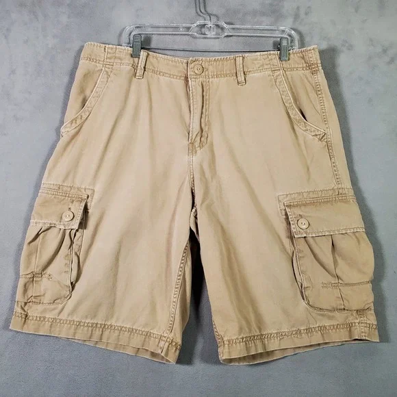Lucky Brand‎ Cargo Shorts Mens 36 Tan Khaki 100% Cotton Gorpcore Utilitarian Y2K