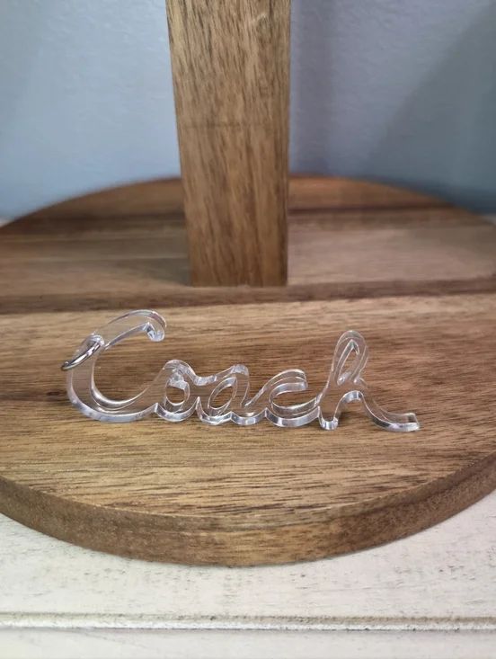 Coach Poppy Clear Acrylic Script HangTag Bag Charm, EUC