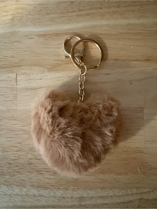 Fuzzy heart bag charm