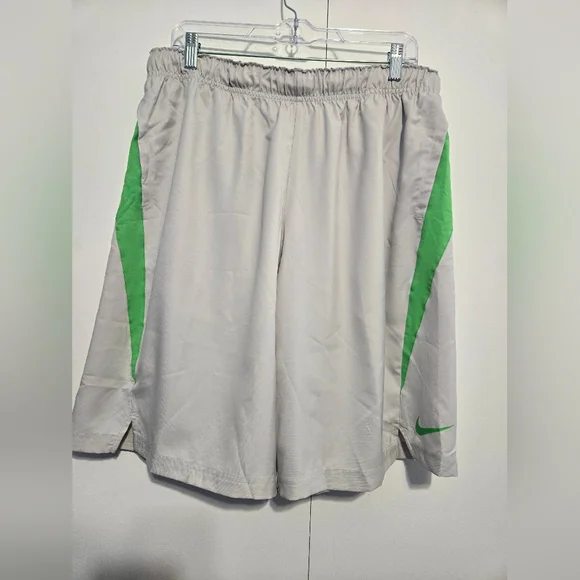 Nike Men's Dri-Fit Stay Cool Gray Athletic‎ Shorts with Green Accents Size XL