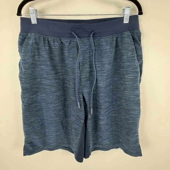 Lululemon THE Short 9 Linerless Mens Large‎ Blue Space Dye Athletic Gym LM7AAWS