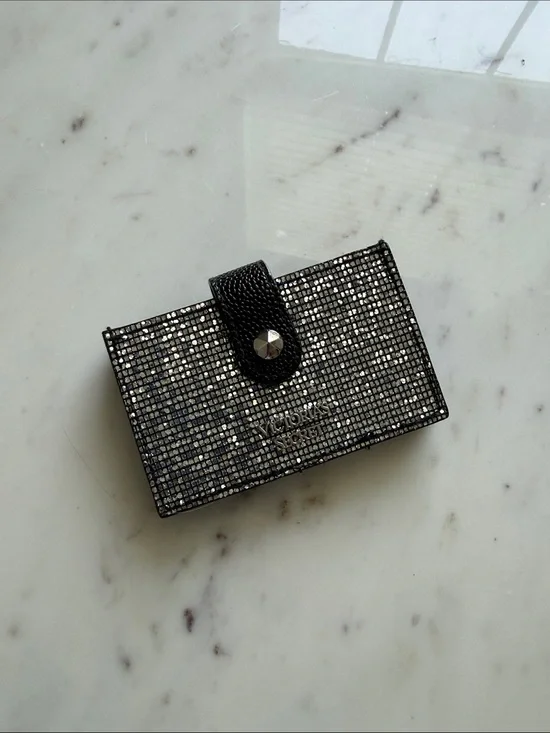 Victoria's Secret Black Crystal Snap Card Holder