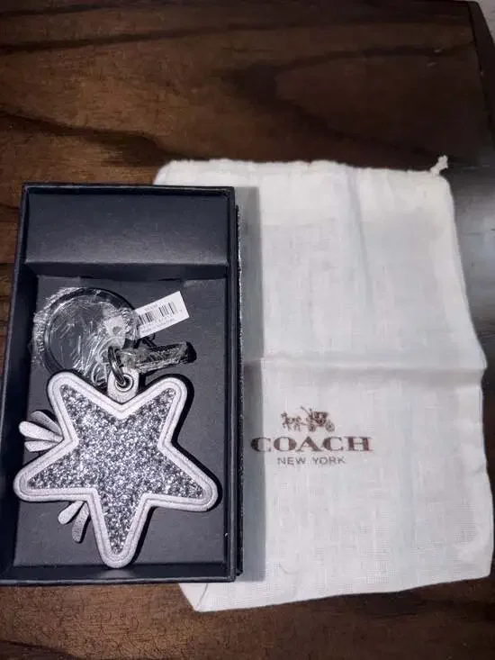 Coach Star Canyon Glitter Keychain F64350 Silver/Gunmetal