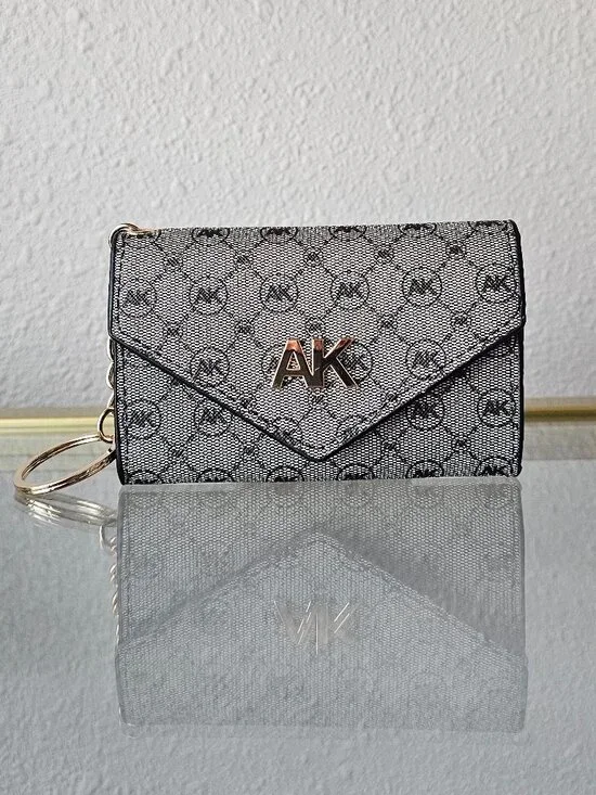 Anne Klein Silver Monogram Keychain Card Case Wallet