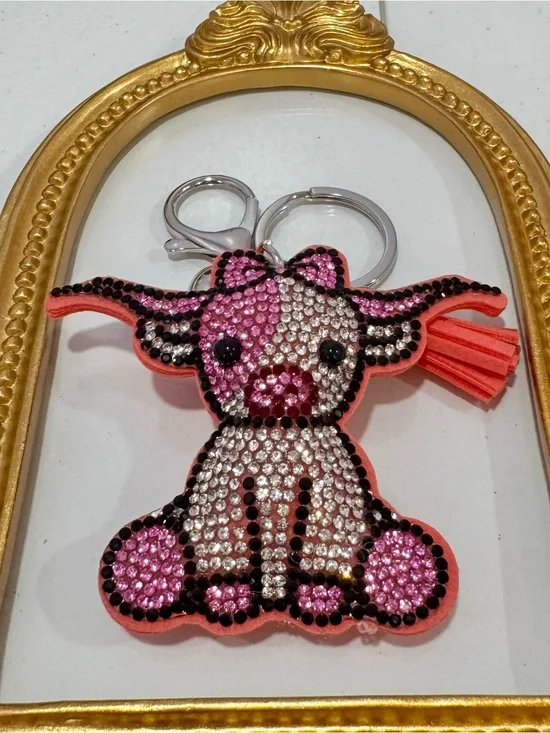New Pink Baby Longhorn Keychain/Bag Charm