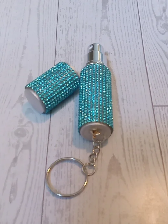 Perfume Atomizer Blingy Turquoise Crystal Keychain