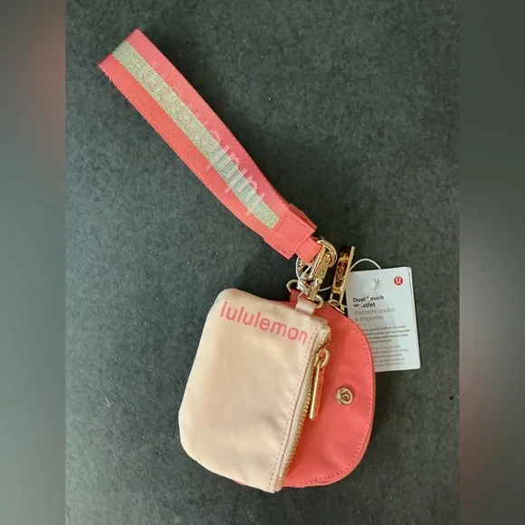 Lululemon Athletica Pink and Peach Wristlet