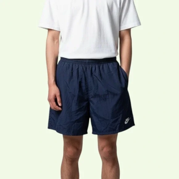 Nylon Mesh Lined Shorts Large Navy Blue‎ Vintage Swoosh Sporty Gorpcore 90s