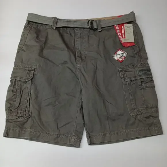 Union Bay Cargo Shorts Men's Size 40 11” Ins Gray Goose Belt‎