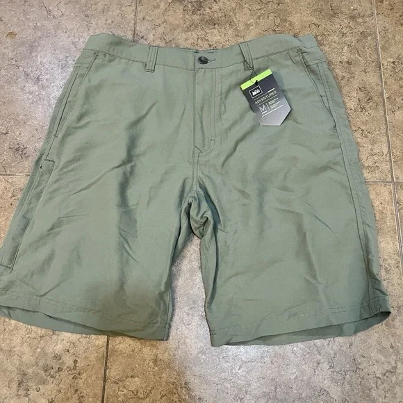 NWT REI Co-op Mens Cargo Adventure‎ Shorts 34 Green Hike Hiking Stretch NEW