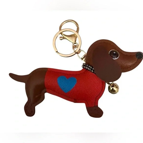 Dachshund Cute Heart Keyring Bag‎ Charm NWT