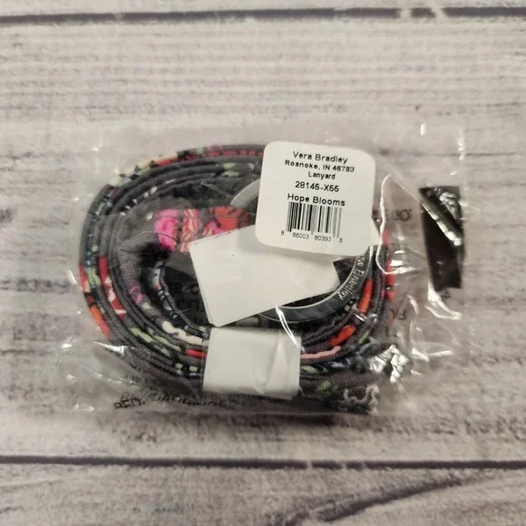 Vera Bradley Hope Blooms Floral Lanyard Keychain Silver Ring 28145-X55 NEW
