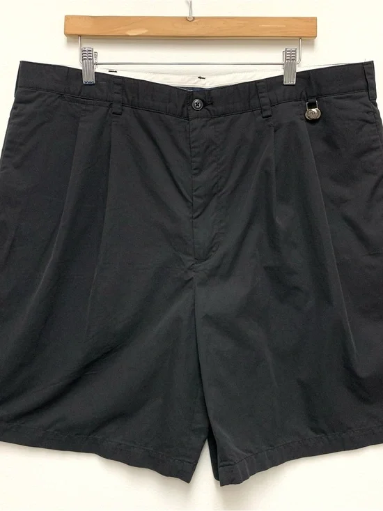 PGA Tour Pleated Chino Golf Shorts Mens Size 40 Black Preppy Cotton Blend