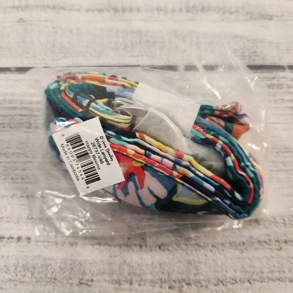 Vera Bradley Wide Lanyard Happy Blooms Floral Multicolor Cotton 26737-V46 NIP