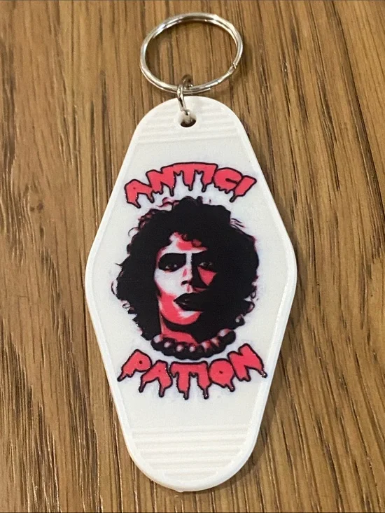 The Rocky Horror Picture  Vintage-style Hotel Keychain with Red & Black Graphic