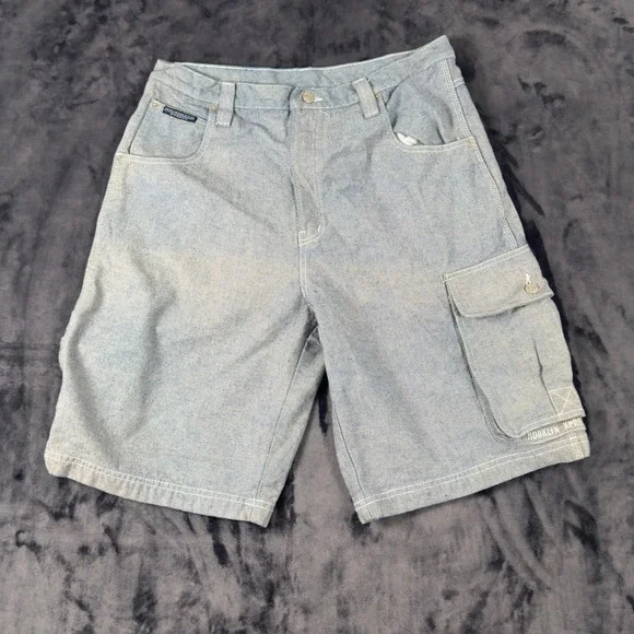 Brooklyn Xpress Denim Cargo Shorts Mens 36 Blue Y2K Baggy JNCO Type