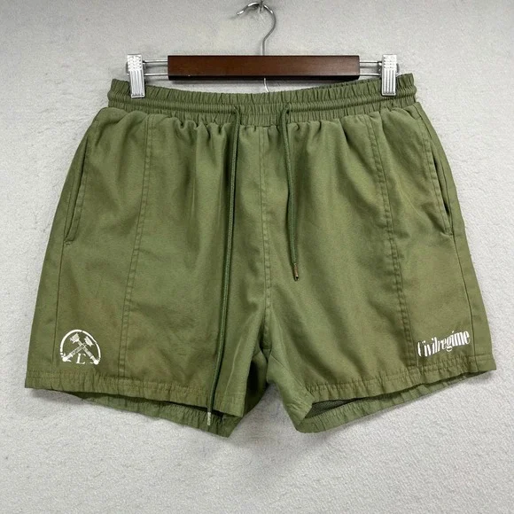 Civil Regime Shorts Mens M Olive Green Mesh Lined Drawstring Swim Board Trunks