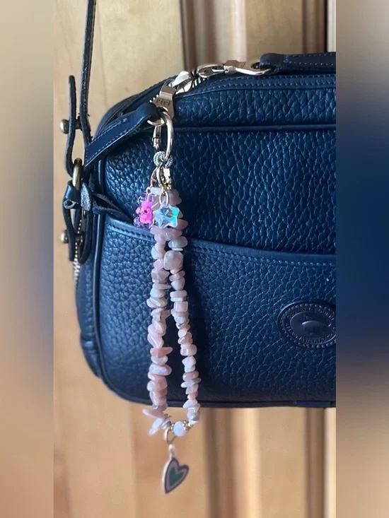 Bag Charms/Key Ring with Peach Moonstones