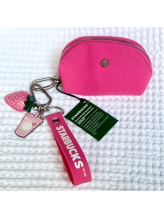 Starbucks Pink Drink Pouch Wristlet Keychain 2026 Limited Edition Bag Charm NWT