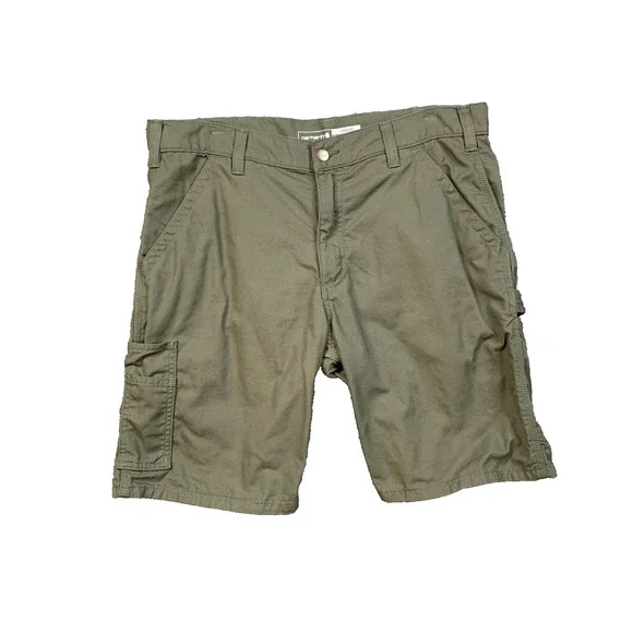 Carhartt Shorts Mens 34 Ivy Green Loose Fit Cotton Canvas Cargo Pockets Work