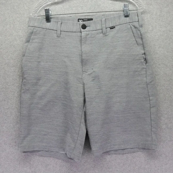 Hurley Shorts Mens 30 Performance Chino Golf Casual Stretch Flex Flat Front Gray