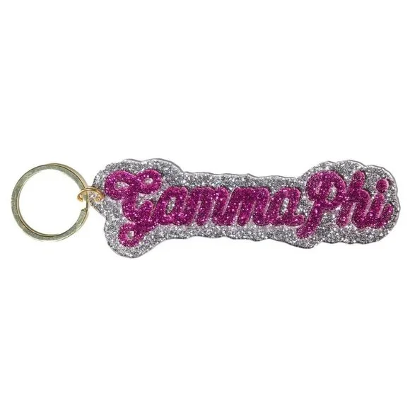 NWT Over The Moon Greek GAMMA PHI Glitter‎ Keychain