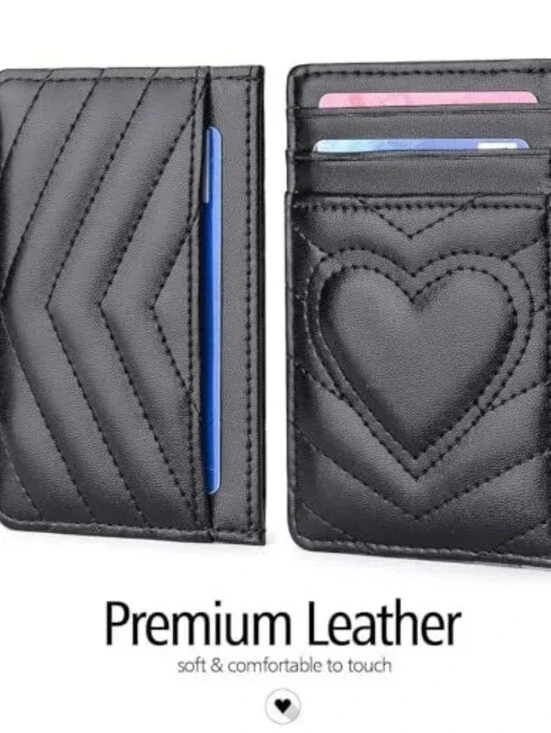 AUNER- Quilted Leather Slim Credit Card Holder - Black
