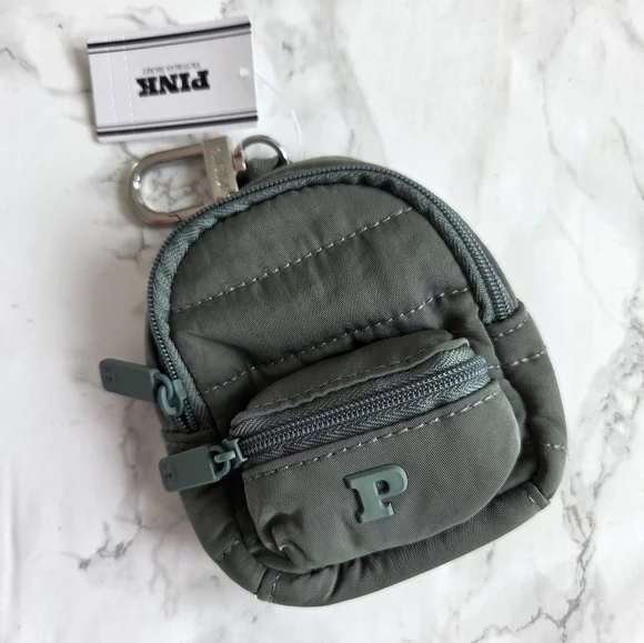 Victoria's Secret PINK Mini Backpack Keychain Charm Green NWT
