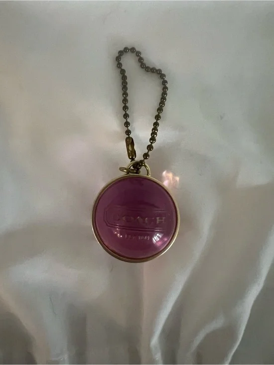 COACH Vintage Orb Sphere PINK Transparent Bag Charm Keychain Necklace