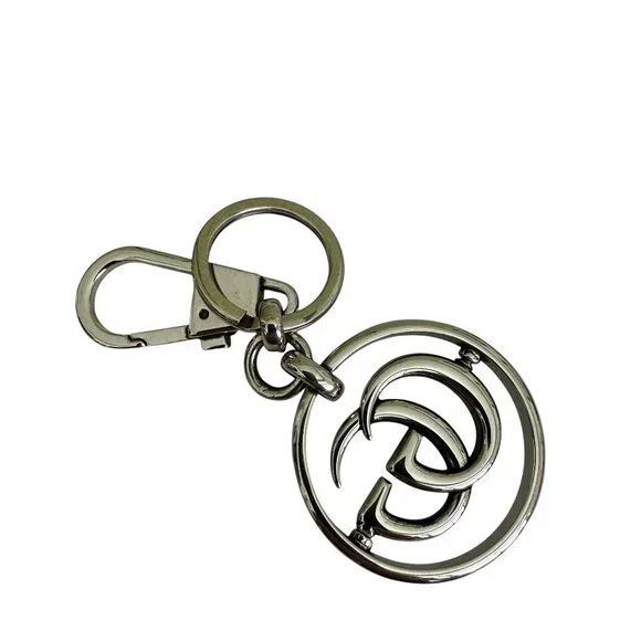 GUCCI Palladium tone Italy Double G Logo Keychain‎ 752067