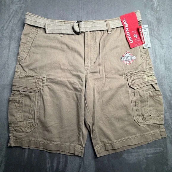 Unionbay Survivor Cargo Shorts Mens 38 Dugout Tan Belted New With Tags Y186F3D