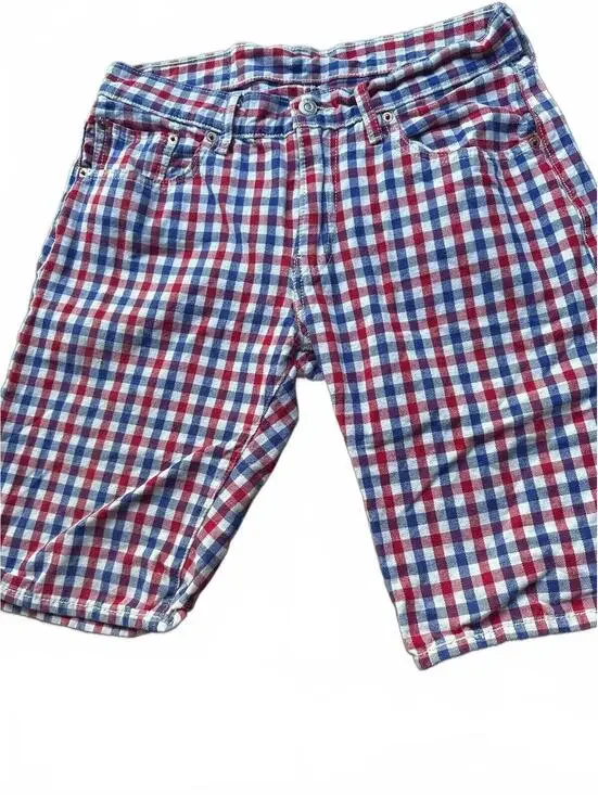 Levi's 504 Plaid Shorts Red White Blue W32