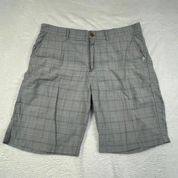 Quiksilver Mens Grey Plaid Regular Fit‎ Flat Front Casual Shorts Size 36