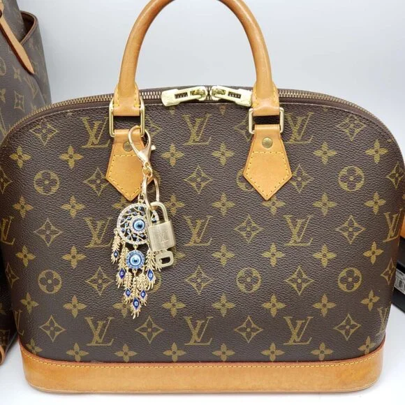 Louis Vuitton Authentic Gold Lock & Key 🔑 Bag Charm + Unbranded Keychain