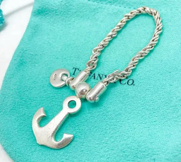 Tiffany & Co. Anchor Keychain Key Ring Sterling Silver Keyring