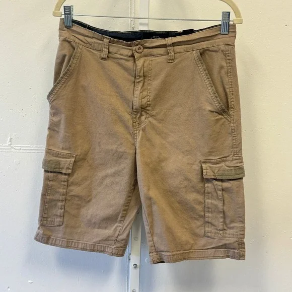 Beverly Hills Polo Club Mens Khaki Cargo Shorts Size 32 Tan Cotton Stretch 11