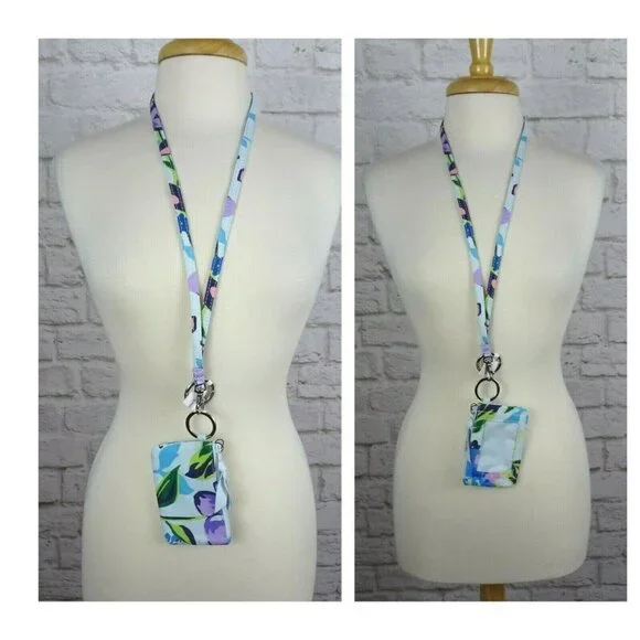 Vera Bradley Marian Floral Zip ID Card Case & Lanyard ID Holder 2-PC Boho NWT