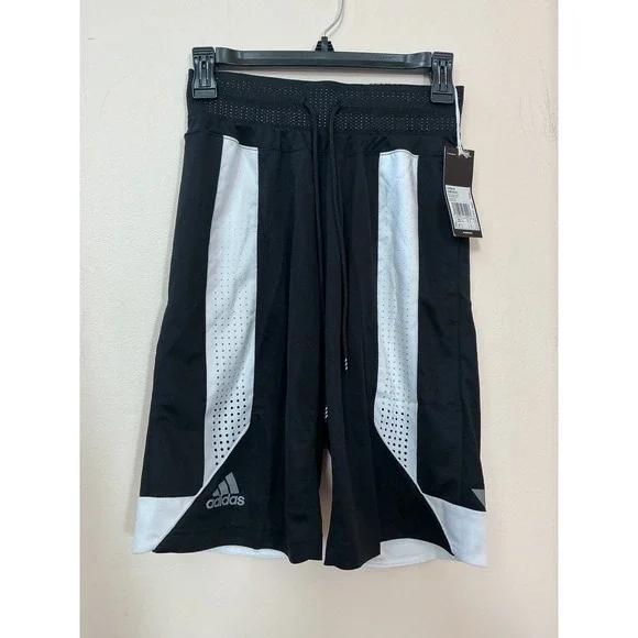 NWT Adidas Mens Athletic Shorts Black White Climacool Pockets Drawstring Size Sm