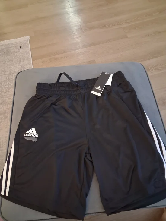 Adidas Kids Black Athletic Shorts with White Stripes