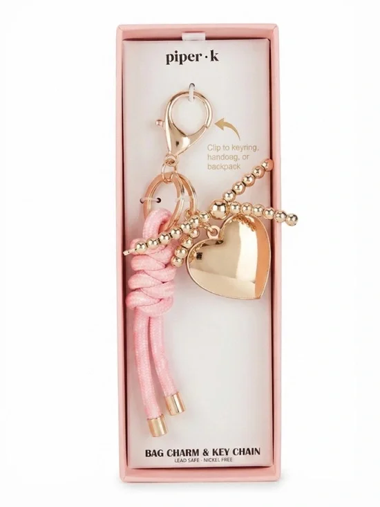NWT ⚜️💖⚜️ Piper K Gorgeous Pink and Gold Heart Keychain