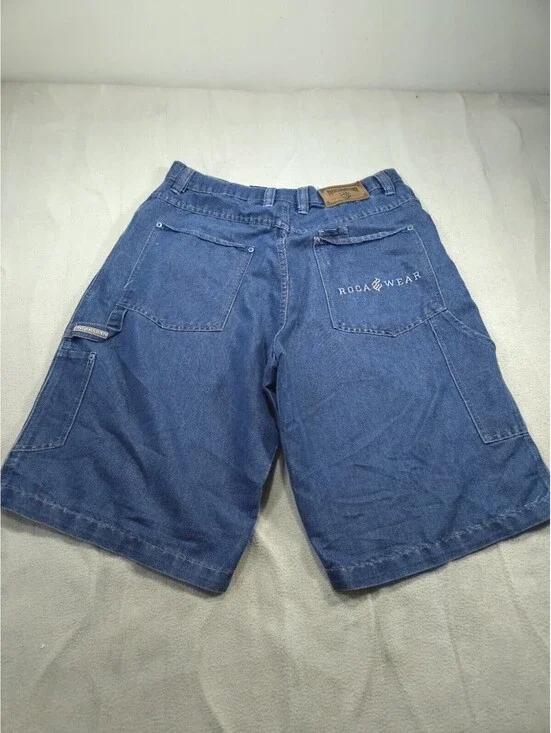 Vintage Rocawear Shorts Mens 36 Denim Jorts Street Hip Hop Wide Jeans Baggy