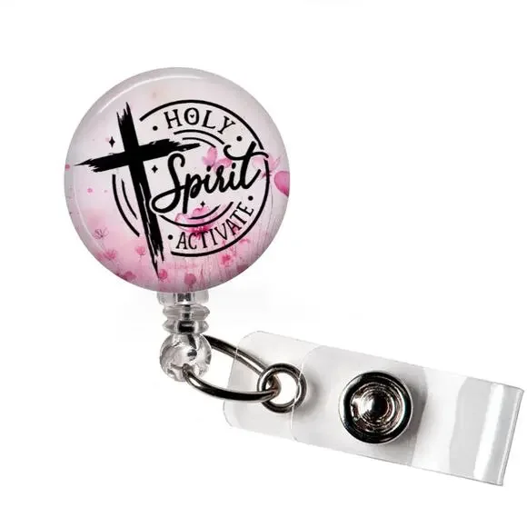 Holy Spirit Activate Badge Reel Christian Faith Retractable ID Holder Gift