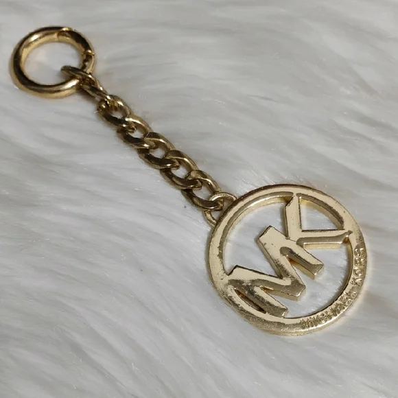 Michael Kors Gold Logo Key Holder & Bag Charm Vtg
