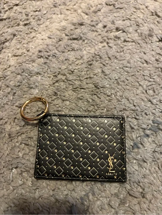 YSL Beauty Black & Gold Studded Card Holder with Mirror w/Gold Star Detail GWP