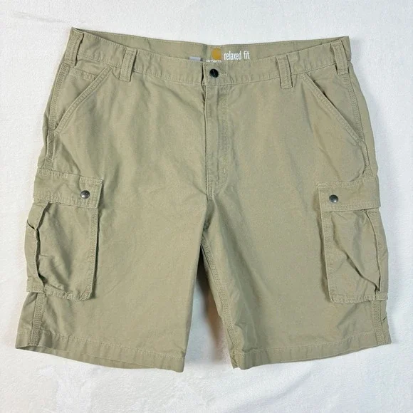 Carhartt Cargo Shorts Mens 42 Tan Excellent Relaxed Fit Cotton‎ Canvas Utility
